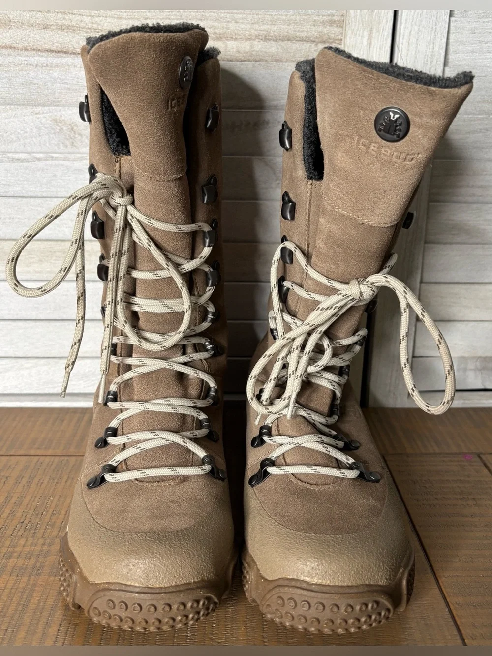 Icebug Eir-L Woolpower Merino Wool Suede Tall Winter Boots Beige Size 6.5